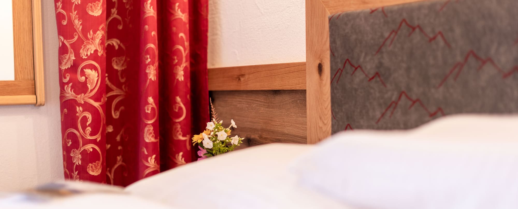 Bedside table in the hotel room