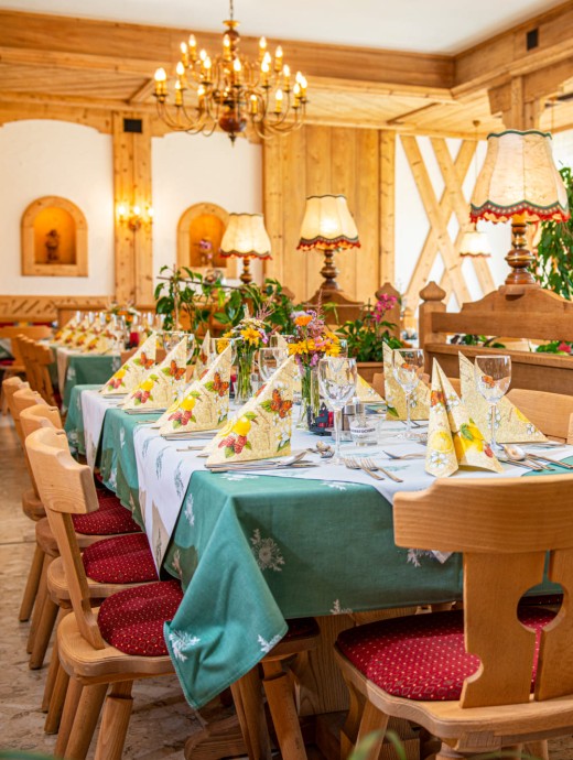 Covered table in the dining room