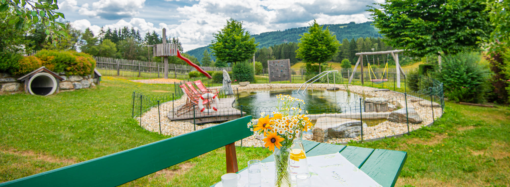 Unser Schwimmteich im Sommer